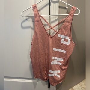 VS PINK logo Cross Front tank Top Mauve Medium